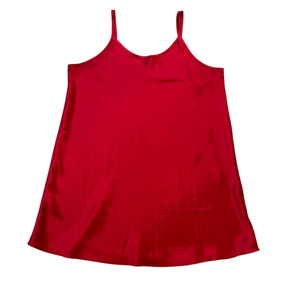 Gilligan & O'Malley Red Satin Chemise Slip Dress XL Spaghetti Strap V Neck Y2K